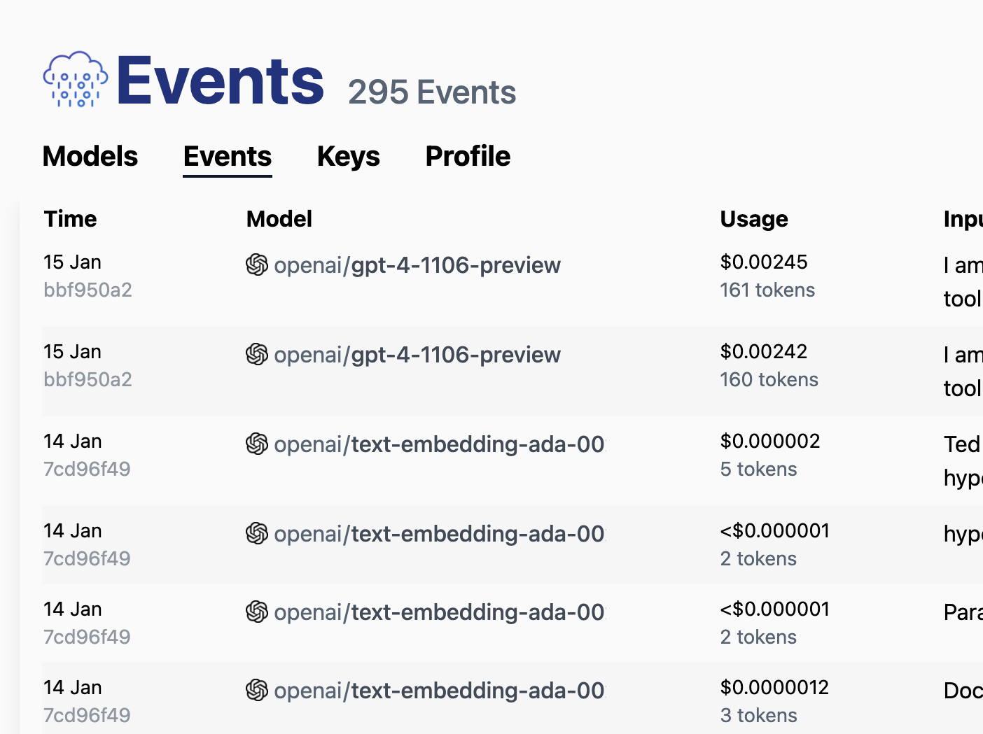 Model Deployer lets track API events to your AI models
