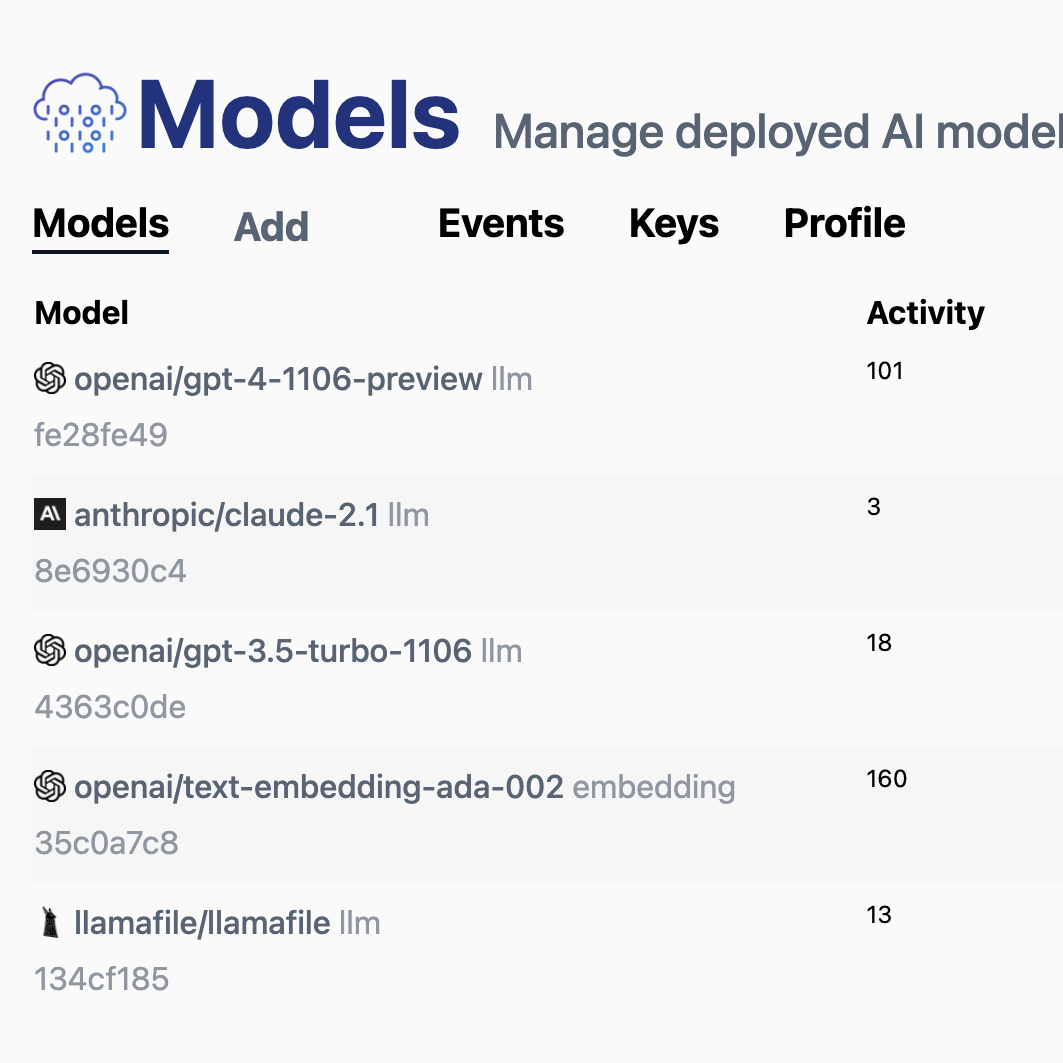 Model Deployer lets you add the most popular LLM models